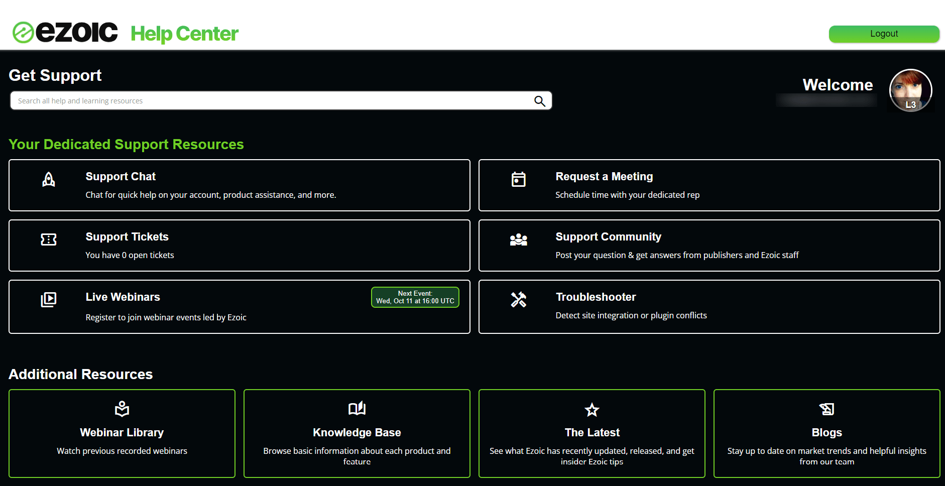 support.ezoic dashboard