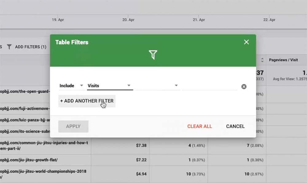 añadir un filtro a los resultados de búsqueda para segmentar mejor los datos