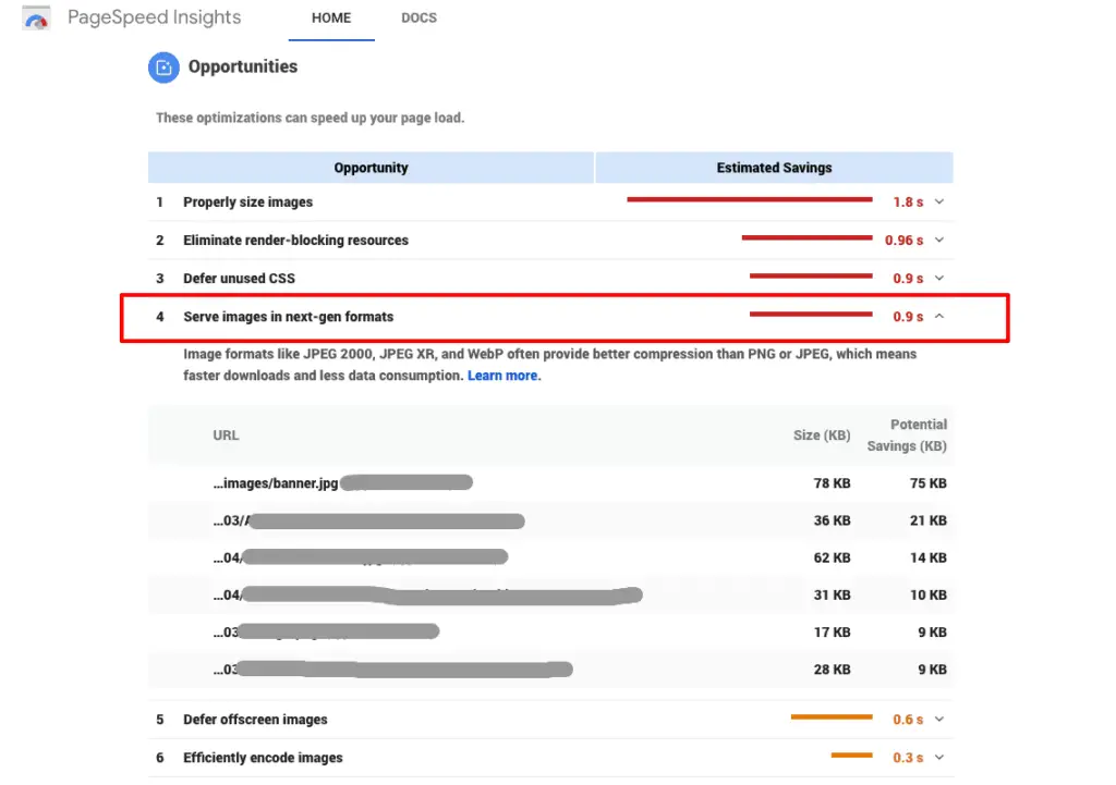 velocidad del sitio web