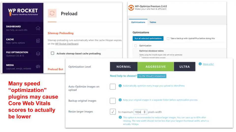 speed plugins and core web vitals