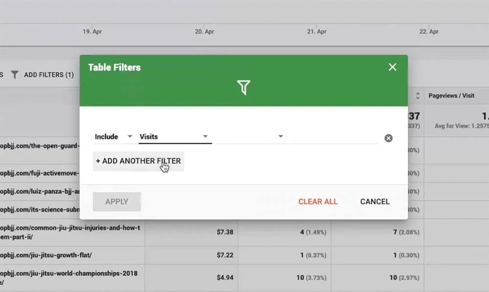 add a filter to the search results to better segment the data