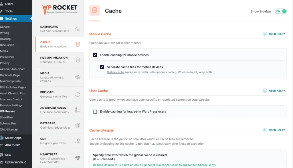 wp-rocket and site speed