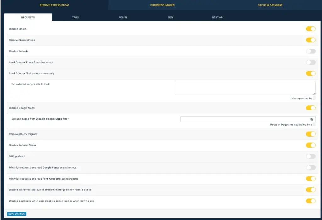 site speed configuration