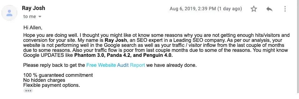 SEO Scam email