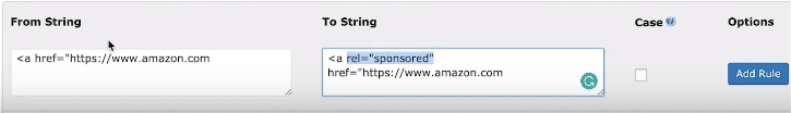 adding rel=sponsored when "nofollow" isn't present on the site