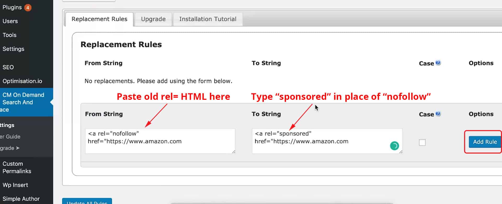 Adding Rel=sponsored to all your affiliate links at once