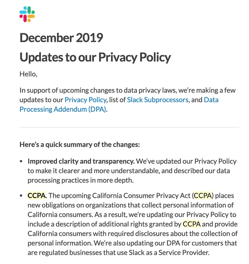 CCPA Slack
