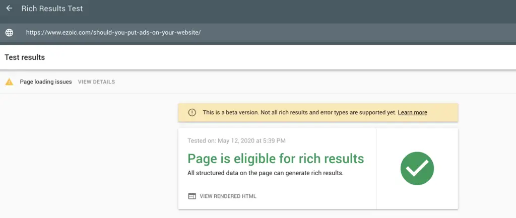 Google Rich Results Test Tool