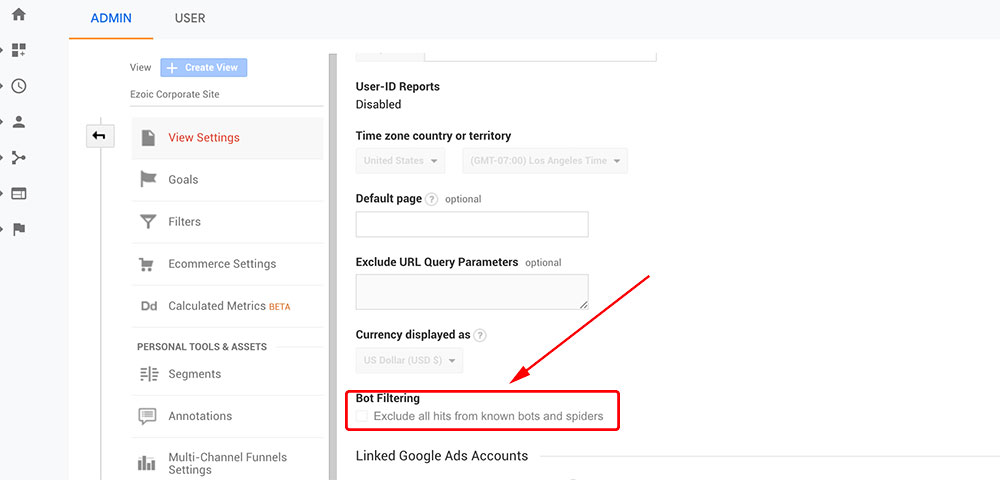 There's a setting in Google Analytics where you can toggle bot traffic filtering