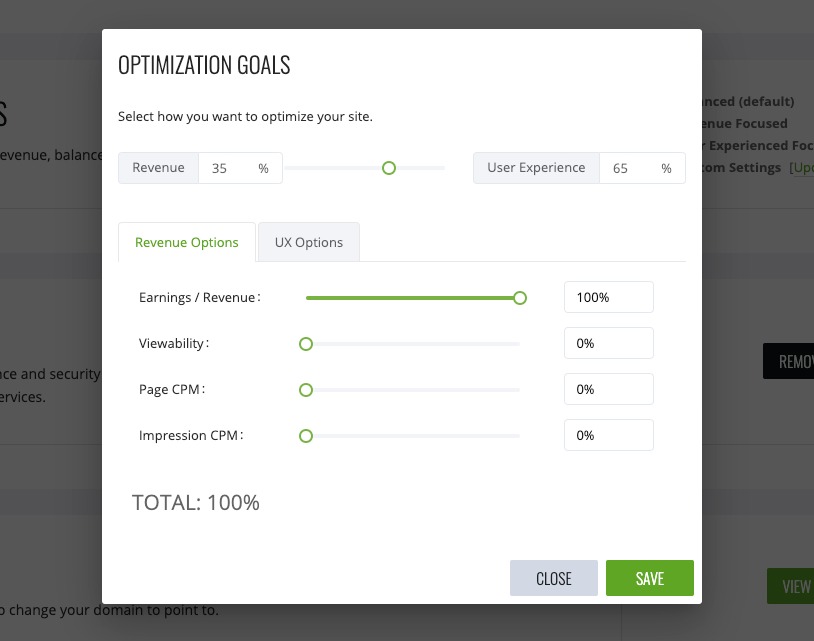 optimization settings